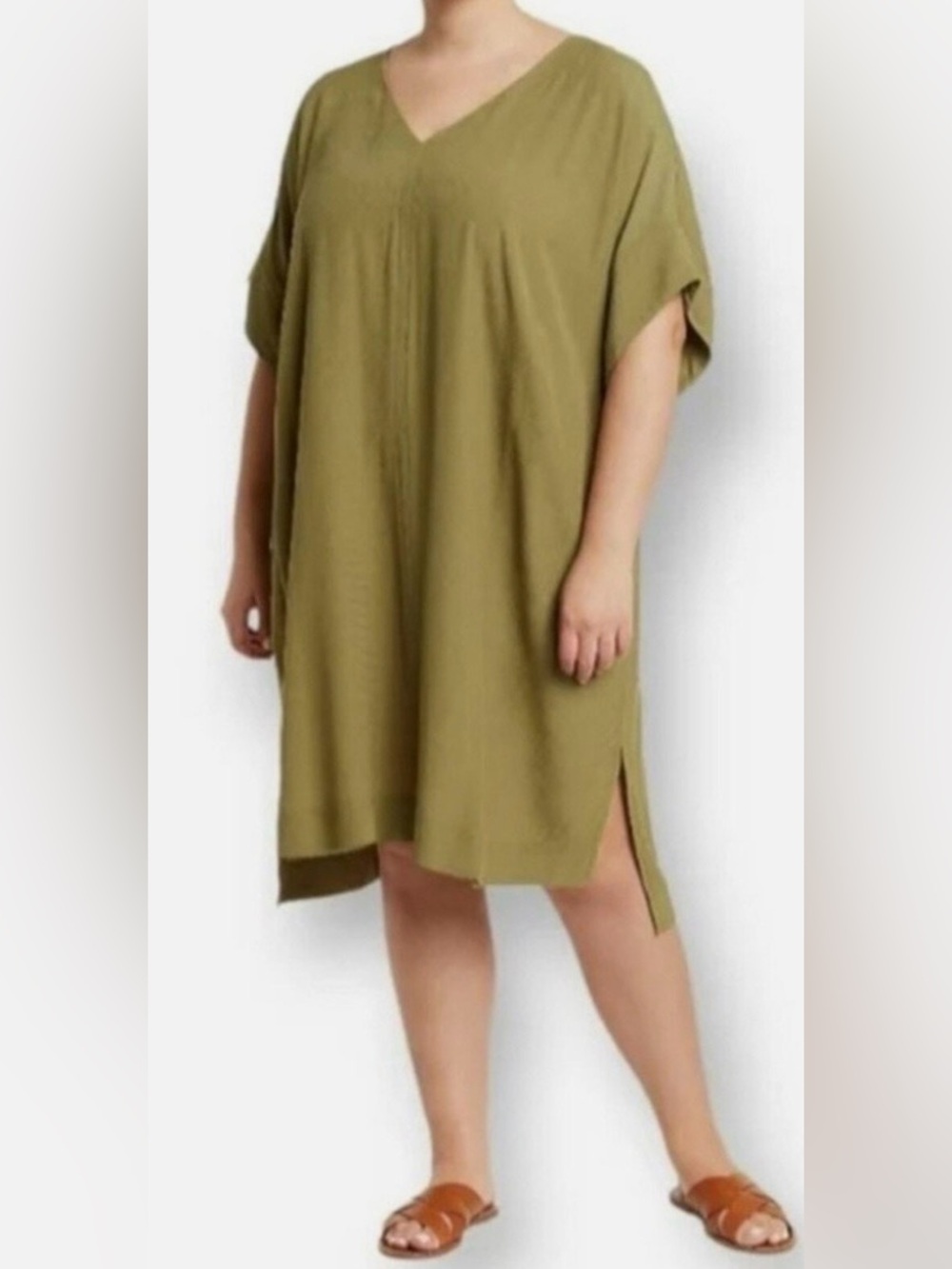 Madewell Olive Green Tunic Shift Dress V-Neck Size 2X